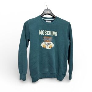 Moschino Teal Teddy Logo Crewneck Sweater - Men
